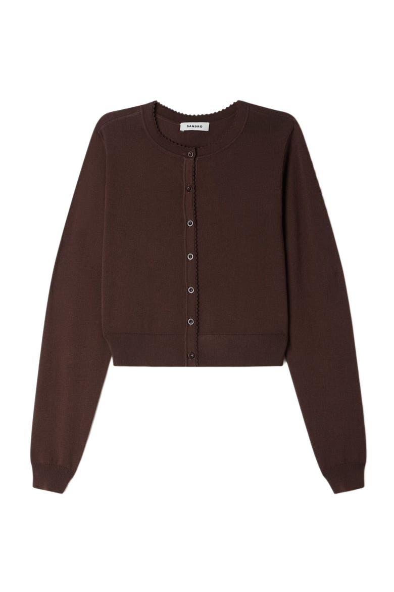Sheer knit cardigan, Alternate, color, Brown