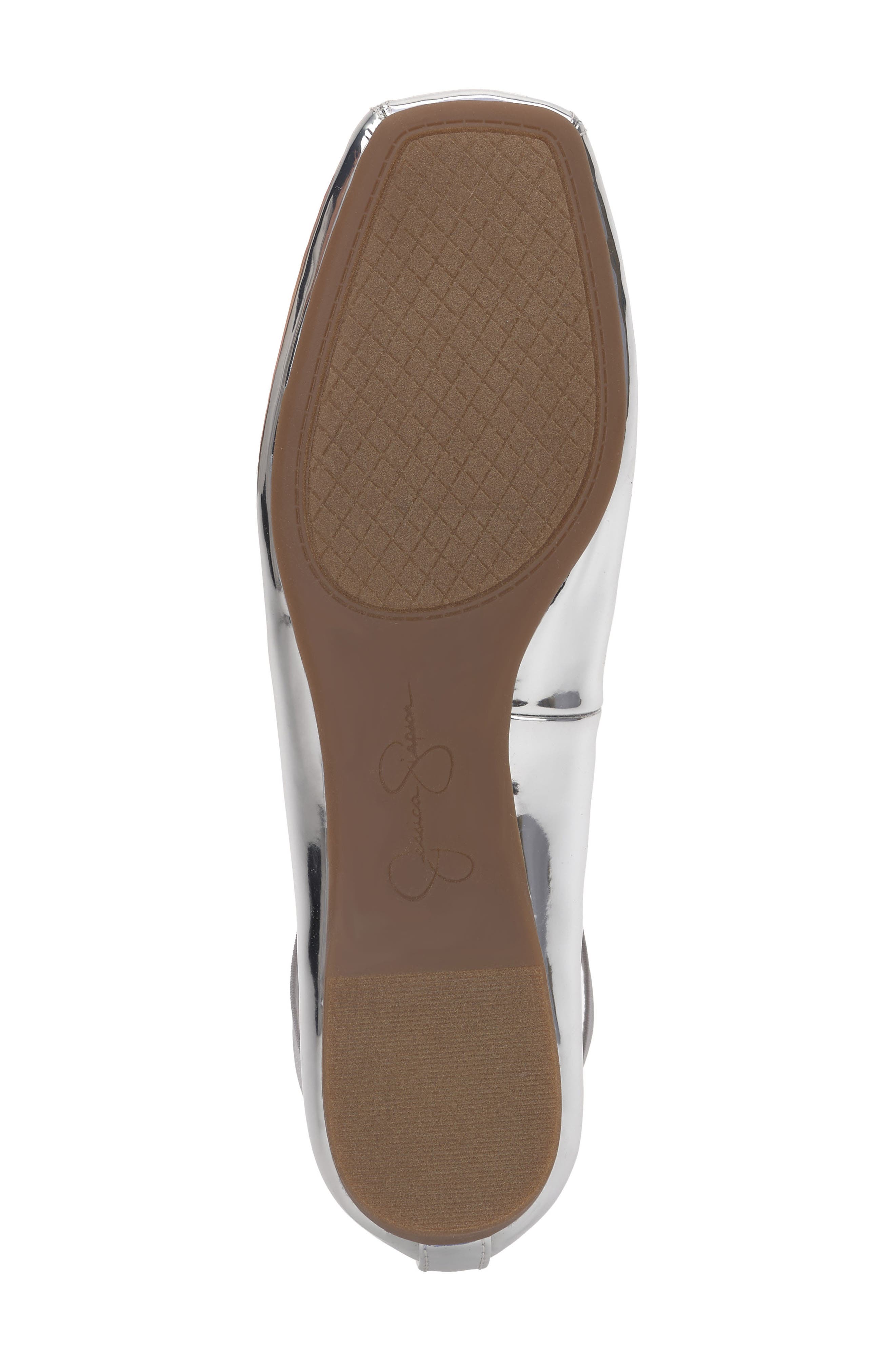 Jessica Simpson 'Mandalaye' Leather Flat, Alternate, color, Silver