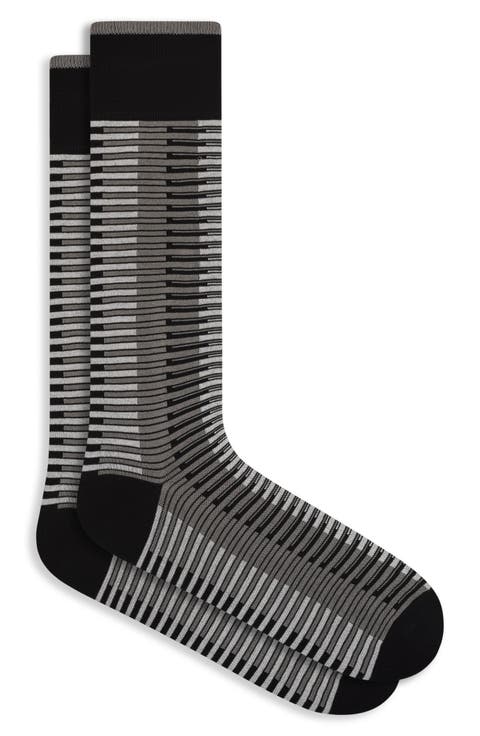 Broken Stripe Cotton Blend Dress Socks