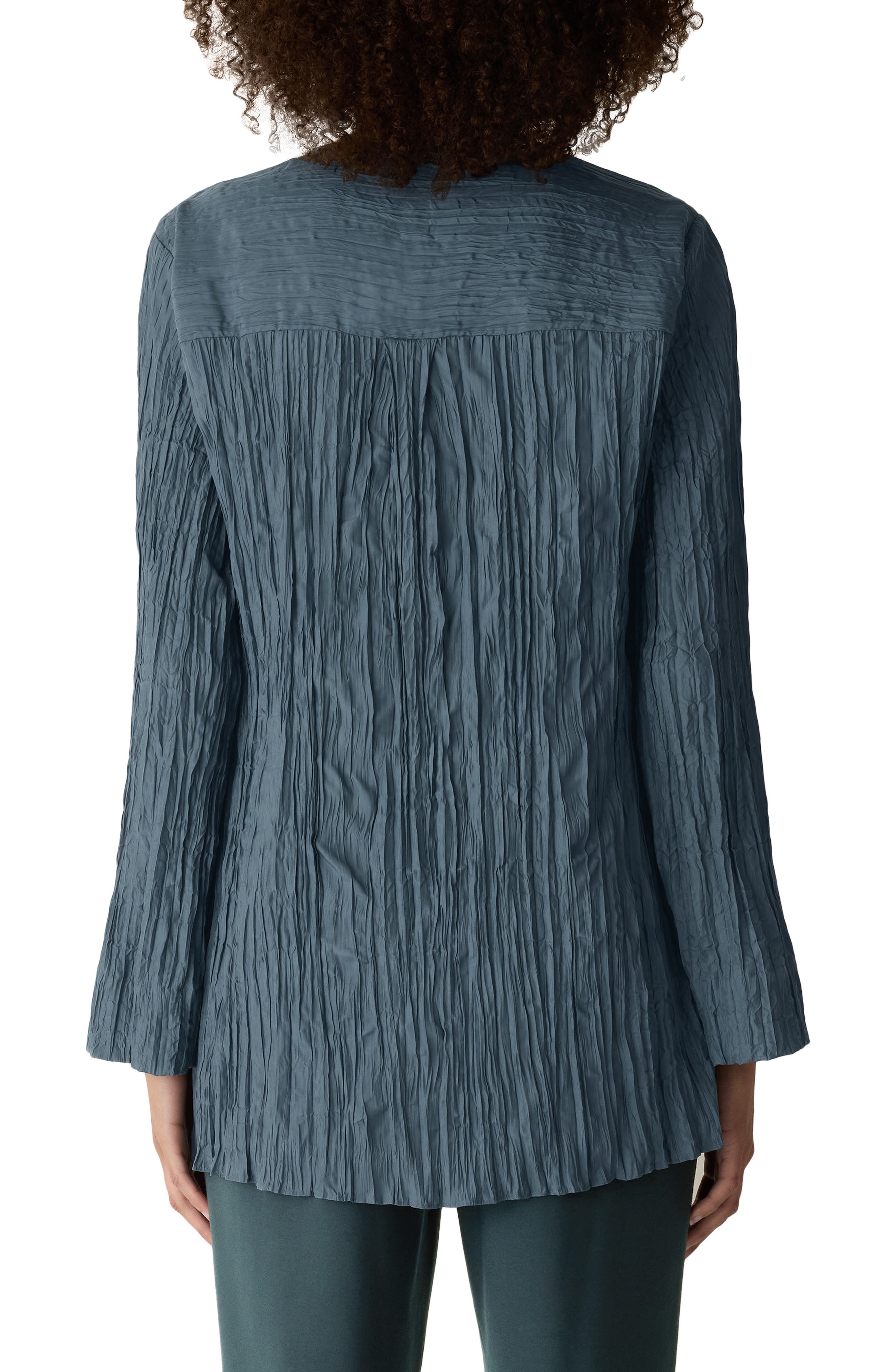 Crinkle Front Button Silk Top - image 2