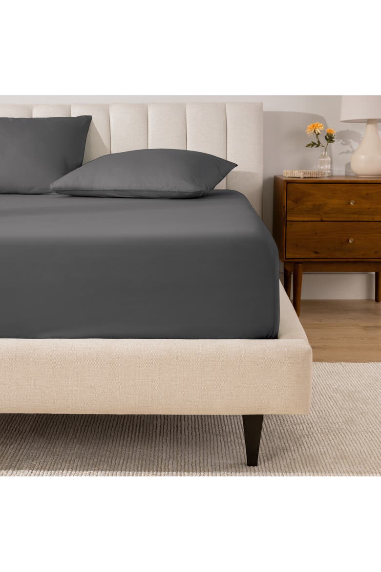 100% Organic Cotton Percale Fitted Sheet - Split Head King, Alternate, color, Grey