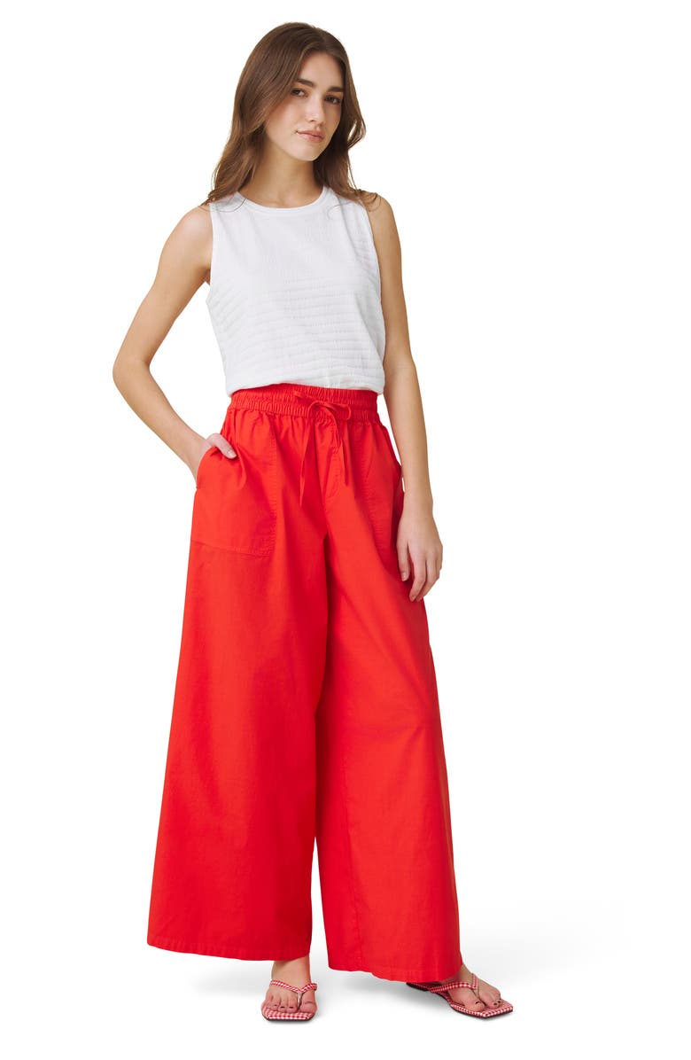 Splendid Mallory Wide Leg Poplin Pants, Alternate, color, Firework Red