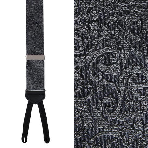 Esteban Scrolling Vines Tone on Tone Patterned Silk Formal End Brace