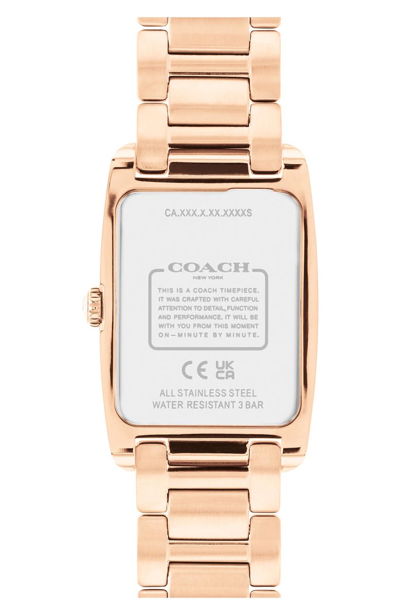COACH Reese Crystal Rectangular Bracelet Watch, 24mm, Alternate, color, Rose Gold