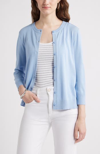 Caslon ® Crewneck Cardigan In Blue