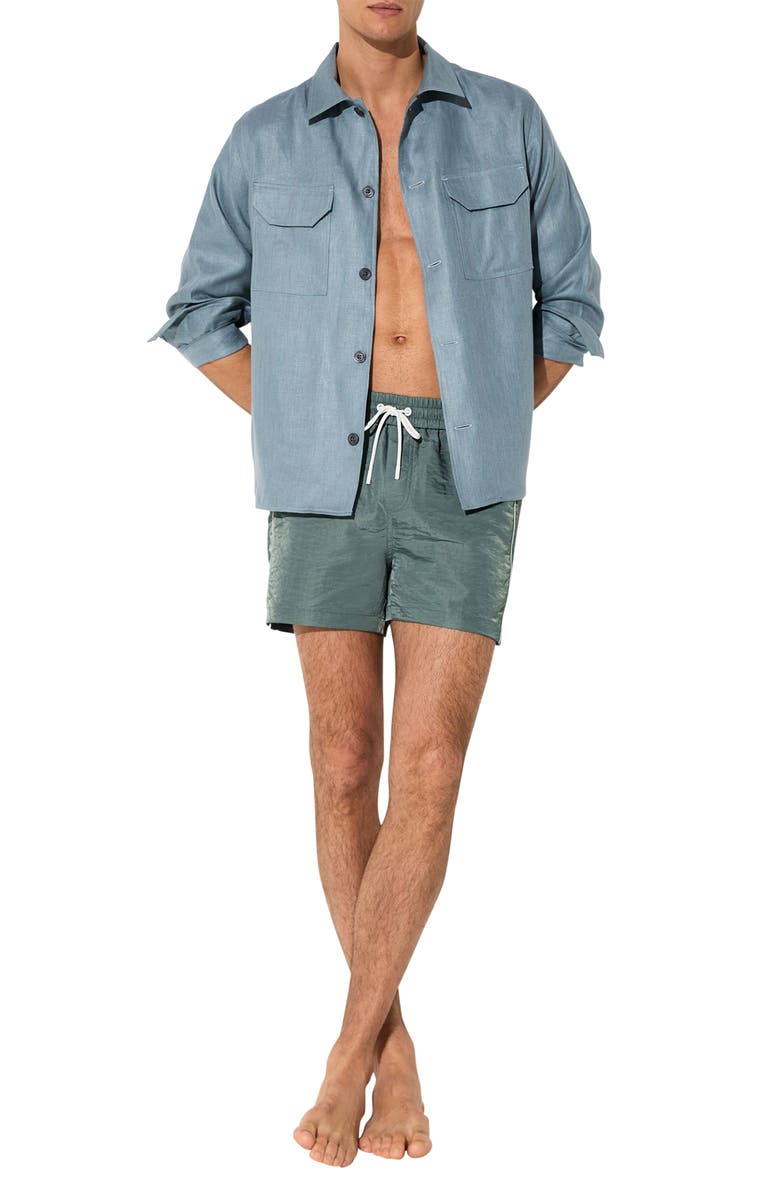 Reiss Breeze Piped Nylon Swim Trunks, Alternate, color, Sage Green