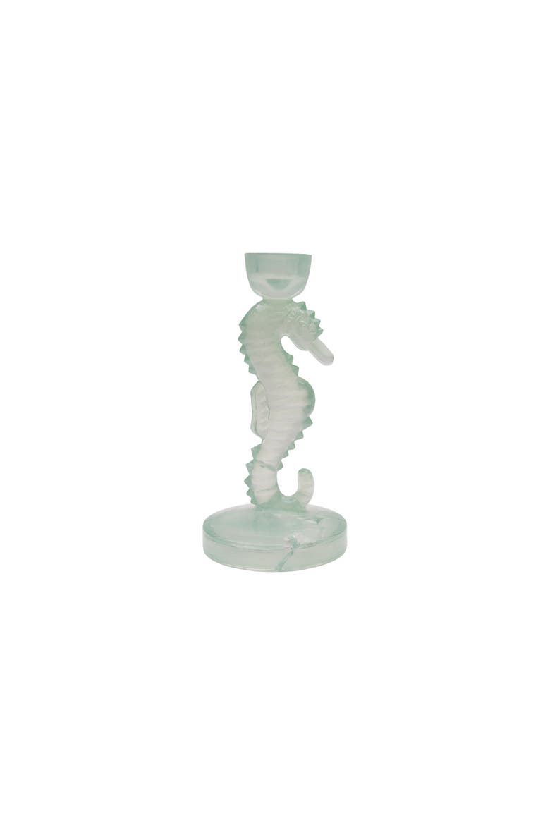 Seahorse Glass Coastal Candle Holders Set of 2, Main, color, Green