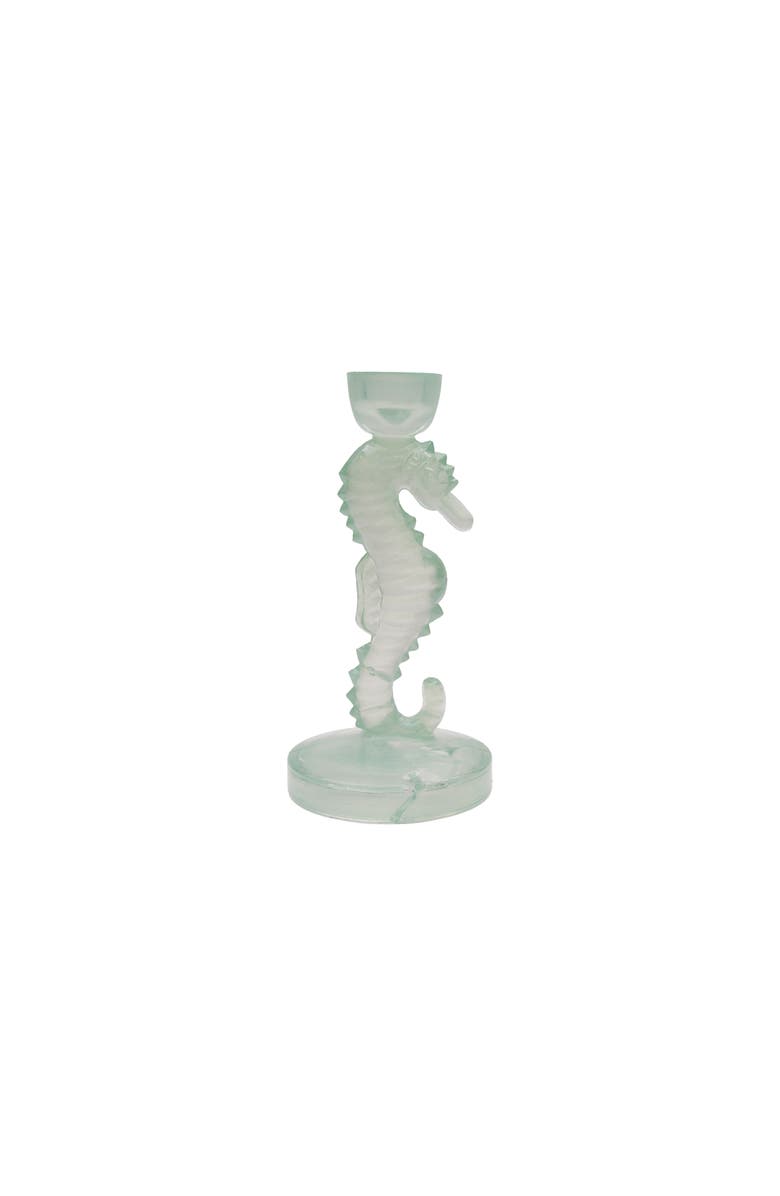 Gallerie II Seahorse Glass Coastal Candle Holders Set of 2, Main, color, Green