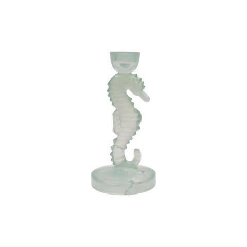 Seahorse Glass Coastal Candle Holders Set of 2