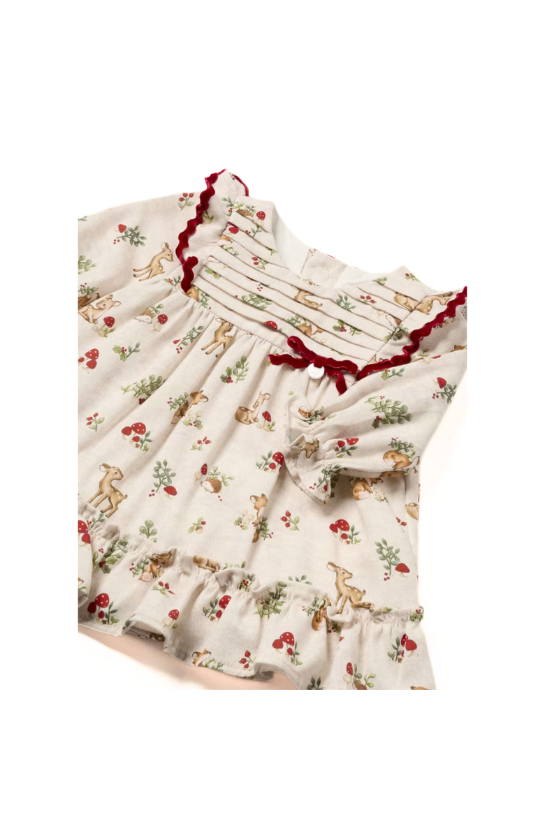 Mayoral Newborn Floral Ruffle Dress, Alternate, color, Beige