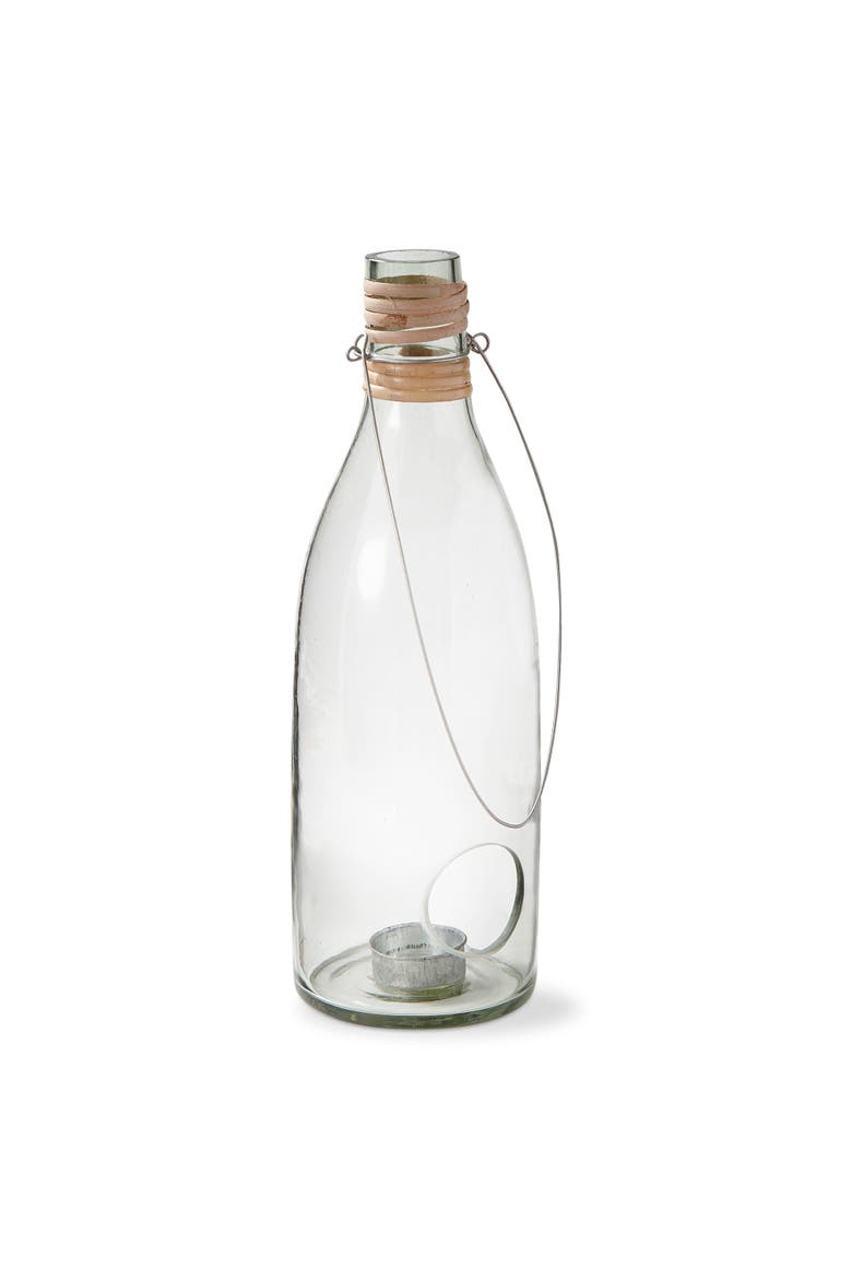Large Recycled Blown Glass Lantern Candle Holder Clear, Main, color, Clear