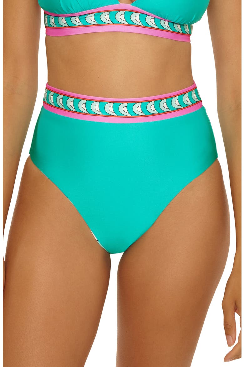 Apollo Reversible High Waist Bikini Bottoms, Alternate, color, AQUA MULTI