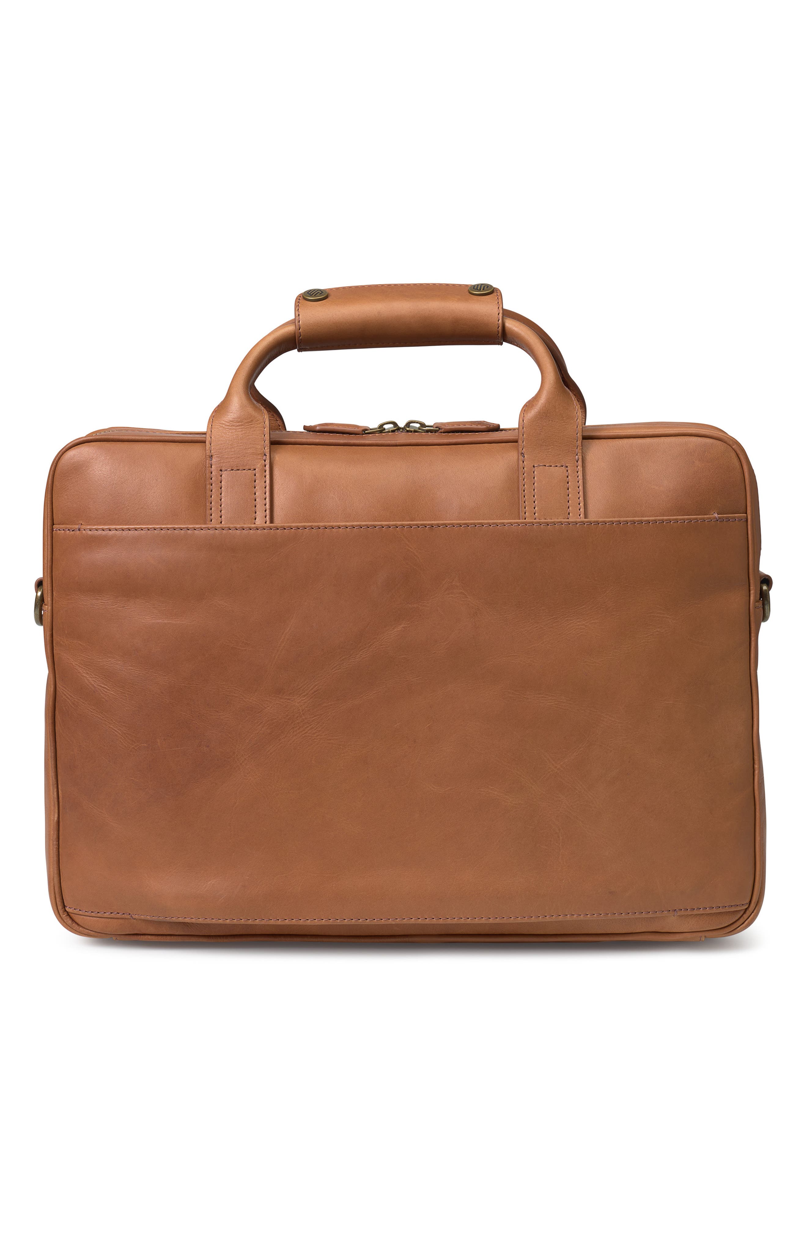Johnston & Murphy Rhodes Leather Briefcase, Alternate, color, Tan Full Grain