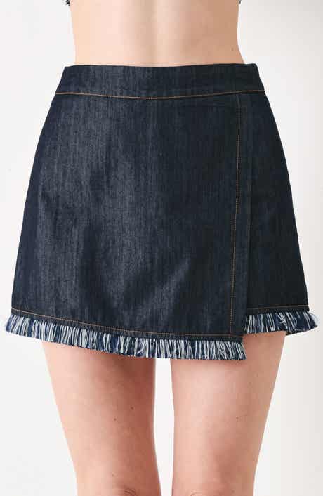 Fringe Hem Wrap Skort