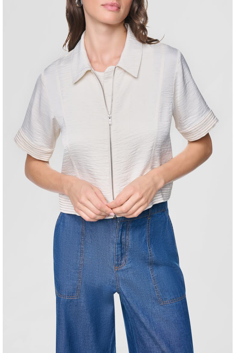 Short Sleeve Satin Jacket, Main, color, COCONUT/ DUNE