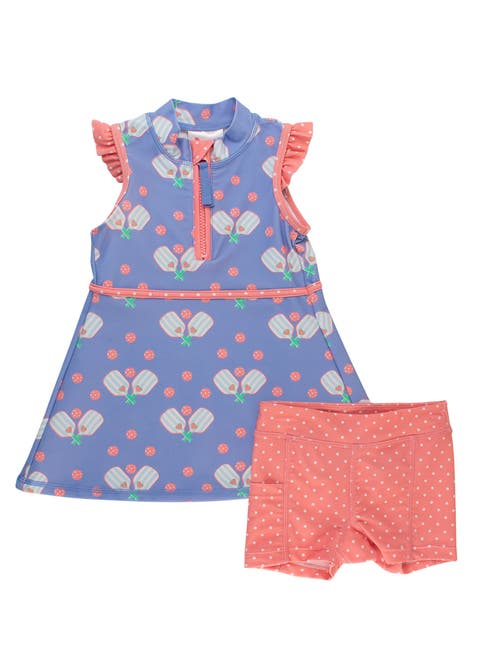 Rufflebutts Girls Upf50+ Sleeveless Zip Ruffle Sleeve Active Dress