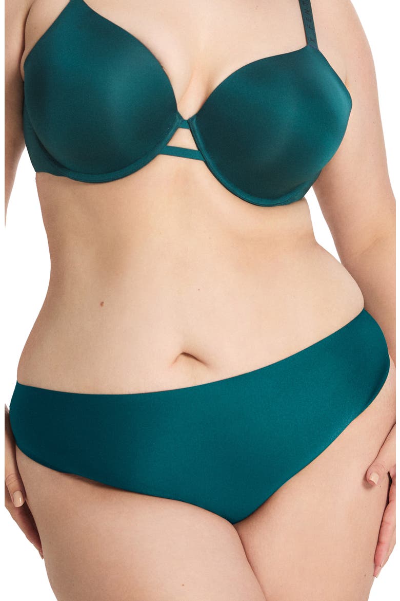 Microfiber No-Show Thong, Alternate, color, GREEN DEMEANOR