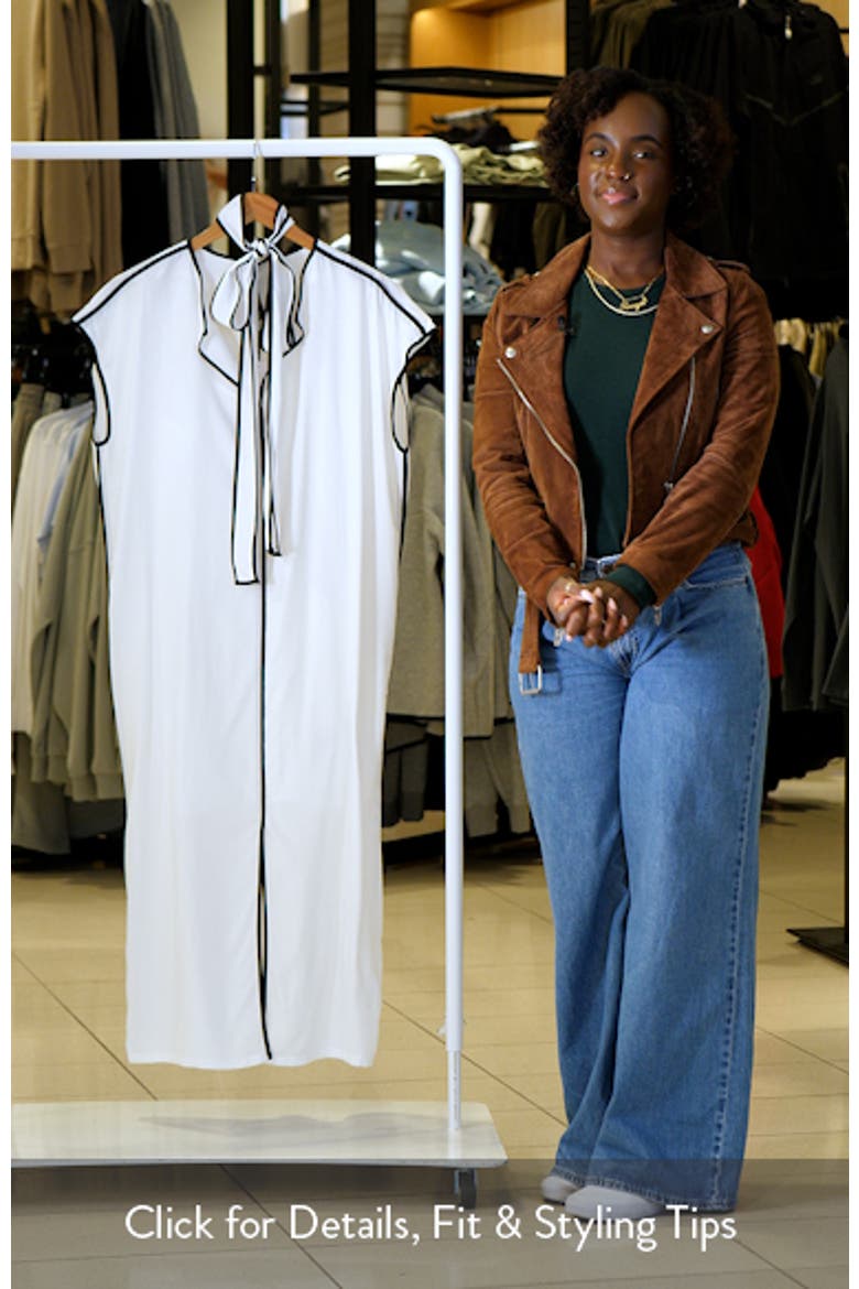 Contrast Binding Tie Belt Midi Dress video