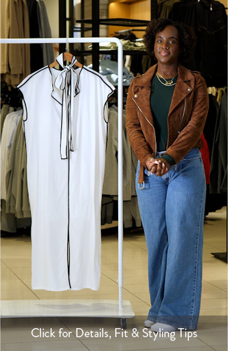 Contrast Binding Tie Belt Midi Dress, sales video thumbnail