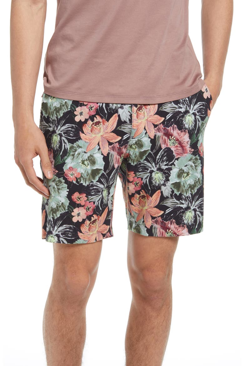 Flex Pro Jersey Shorts, Main, color, CHARCOAL MIAMI MAGNOLIA