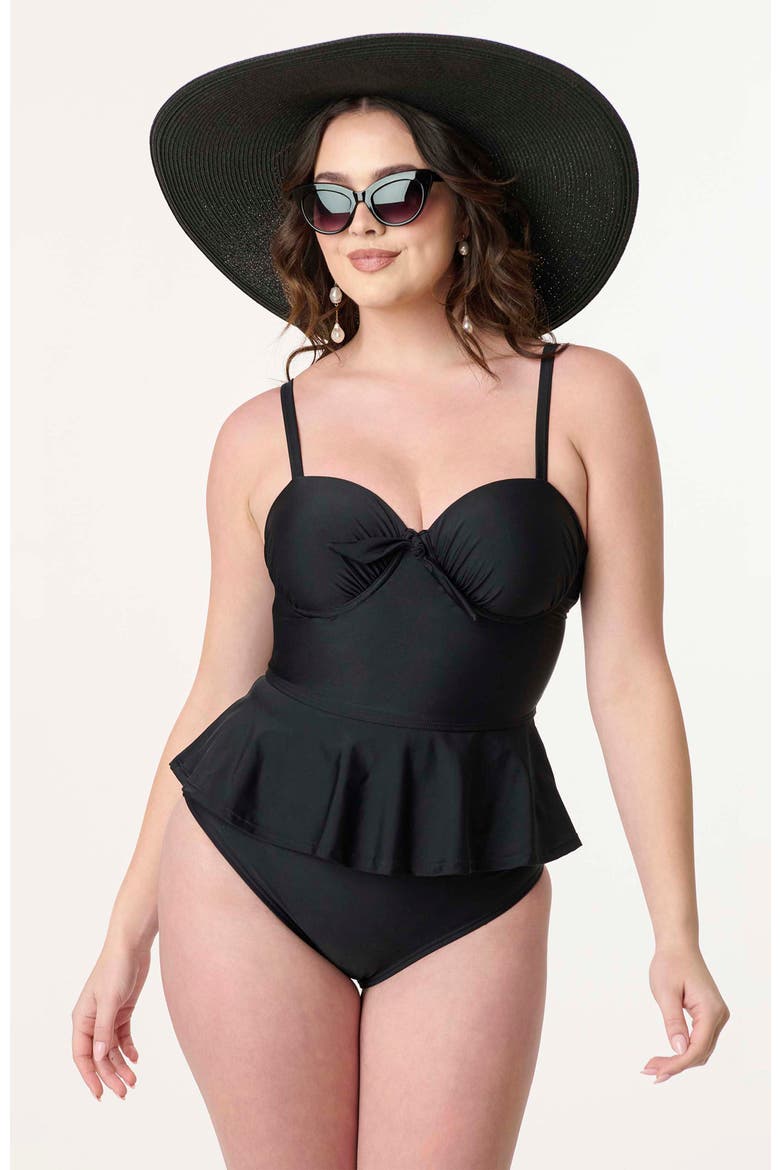 Peplum Solana Tankini Swim Top, Main, color, Black