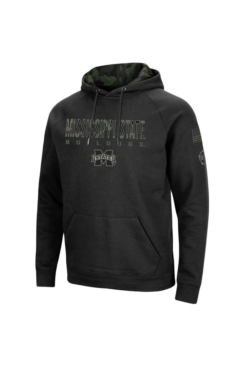 Men's Colosseum Black Mississippi State Bulldogs OHT Military Appreciation Camo Pullover Hoodie, Alternate, color, Black