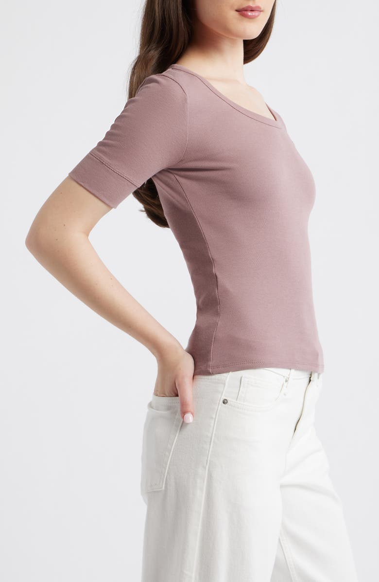 MANGO Camiseta Louise Semisheer Cotton Rib T-Shirt, Alternate, color, Light/ Pastel Purple