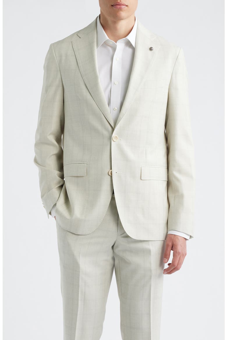 Midland Contemporary Fit Off White Windowpane Check Super 130s Wool Suit, Alternate, color, OFF WHITE