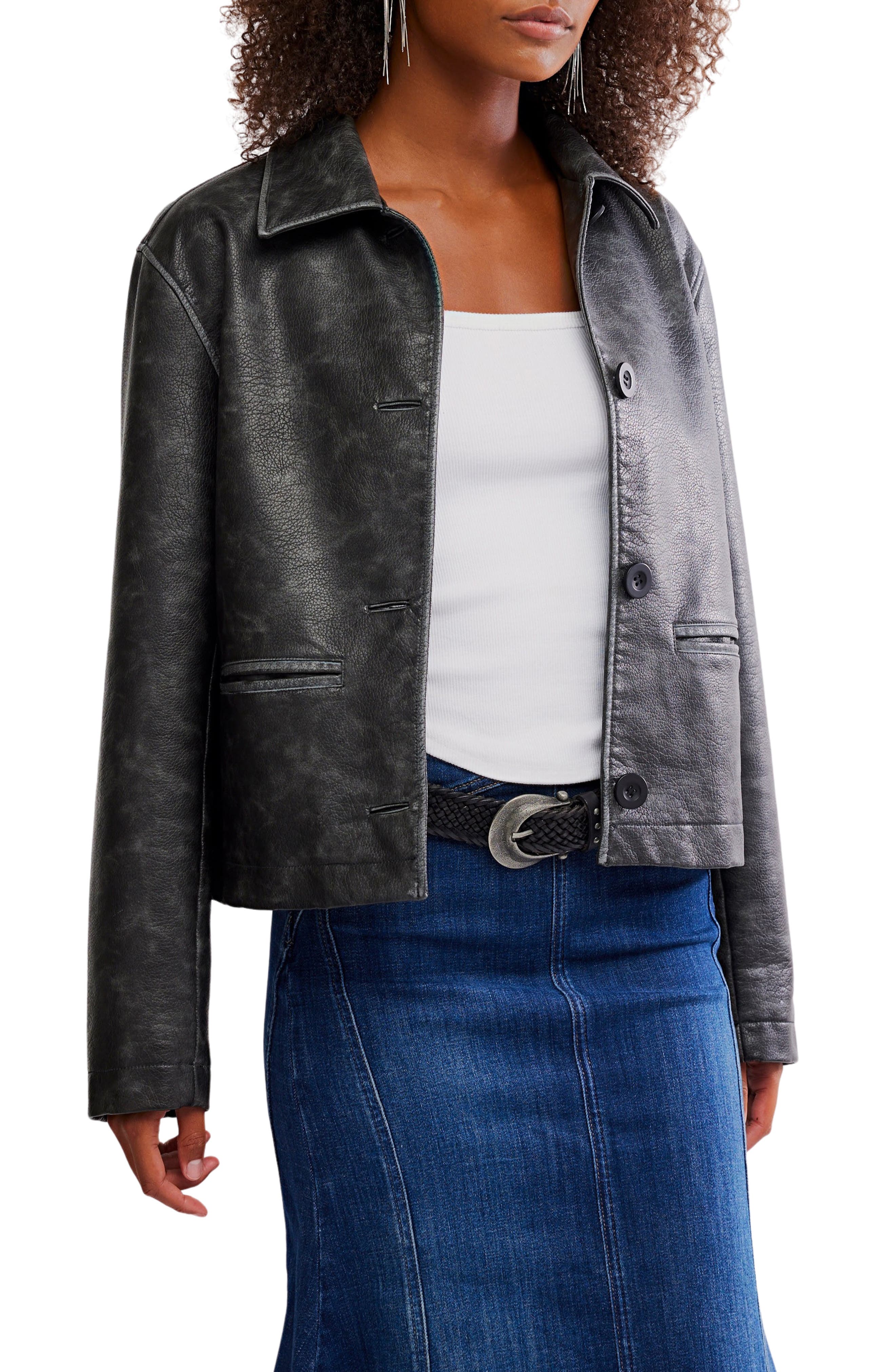 Free People Hera Faux Leather Jacket