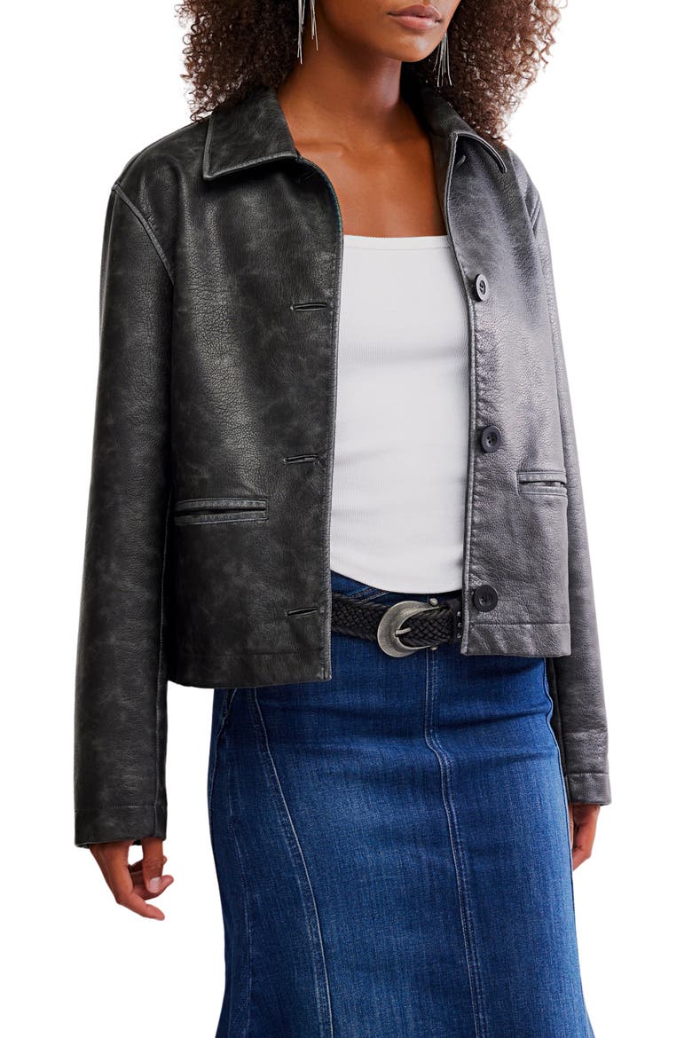 Hera Faux Leather Jacket, Main, color, BLACK