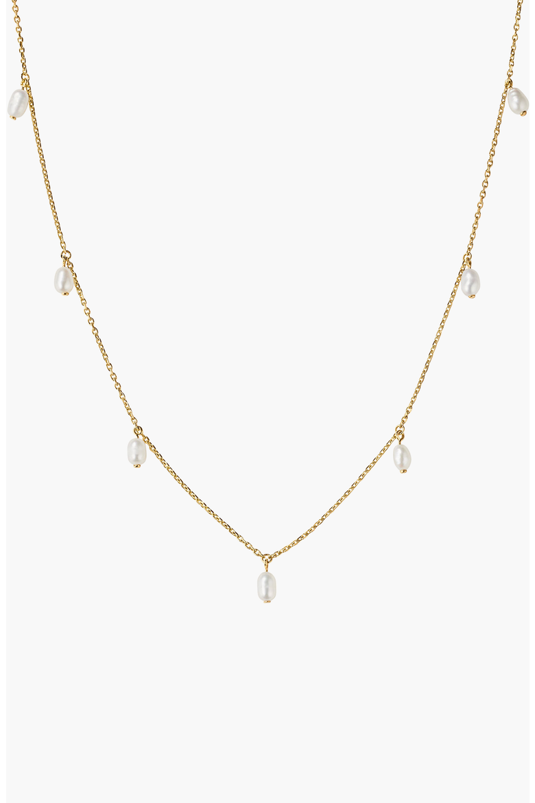 Tiny Pearl Station Necklace, Main, color, 18k Gold Vermeil / Pearl