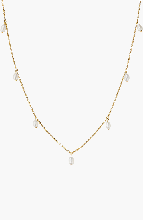Mejuri Tiny Pearl Station Necklace In White