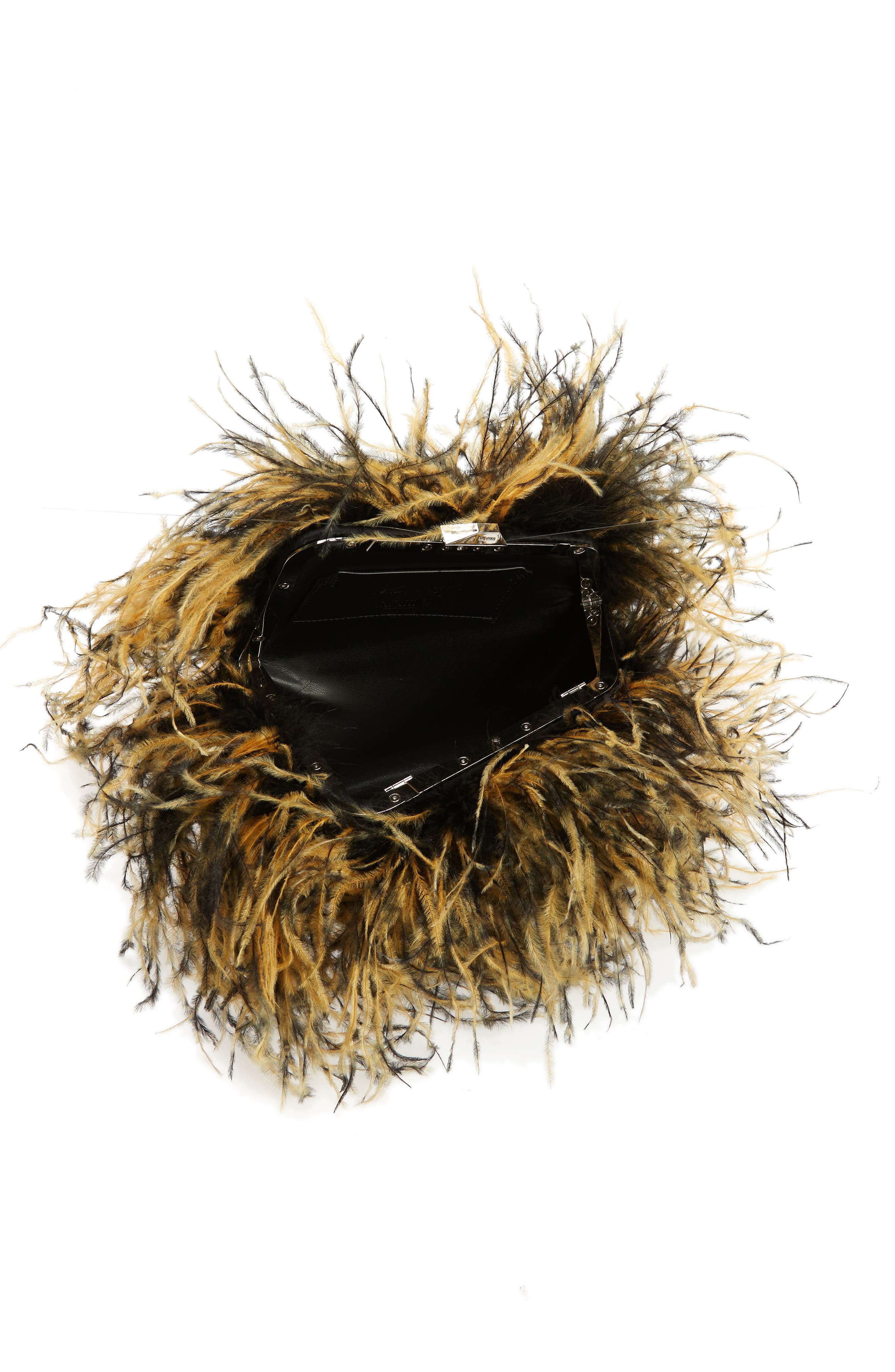 The Attico Midnight Feather Frame Clutch, Alternate, color, 