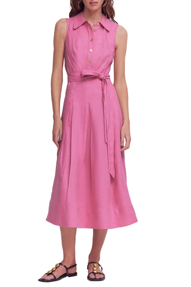 pink linen shirt dress Collins Shirt Dress Coral Pink Washed Linen