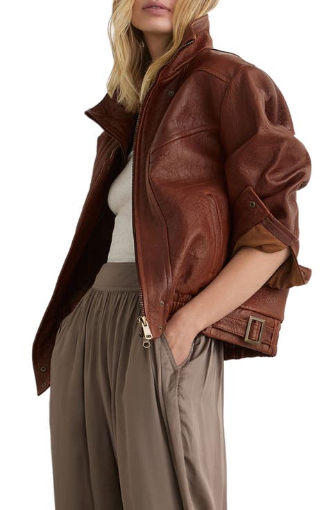 Petra Textured Leather Oversized Jacket