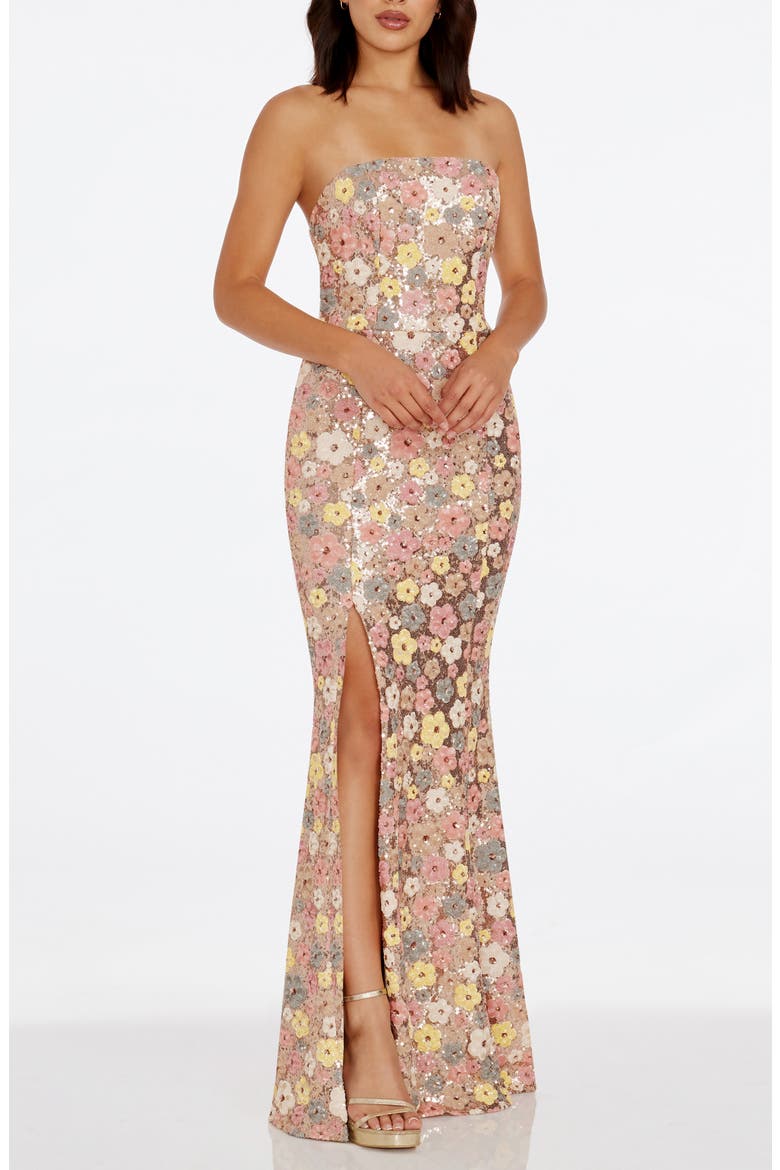 nordstrom dress the population sequin Janelle Floral Sequin Gown (Women)