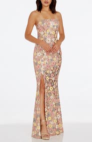 Dress the Population Janelle Floral Sequin Gown