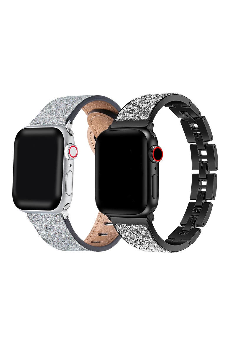 Assorted 2-Pack Apple Watch® Watchbands, Main, color, BLACK/ SILVER