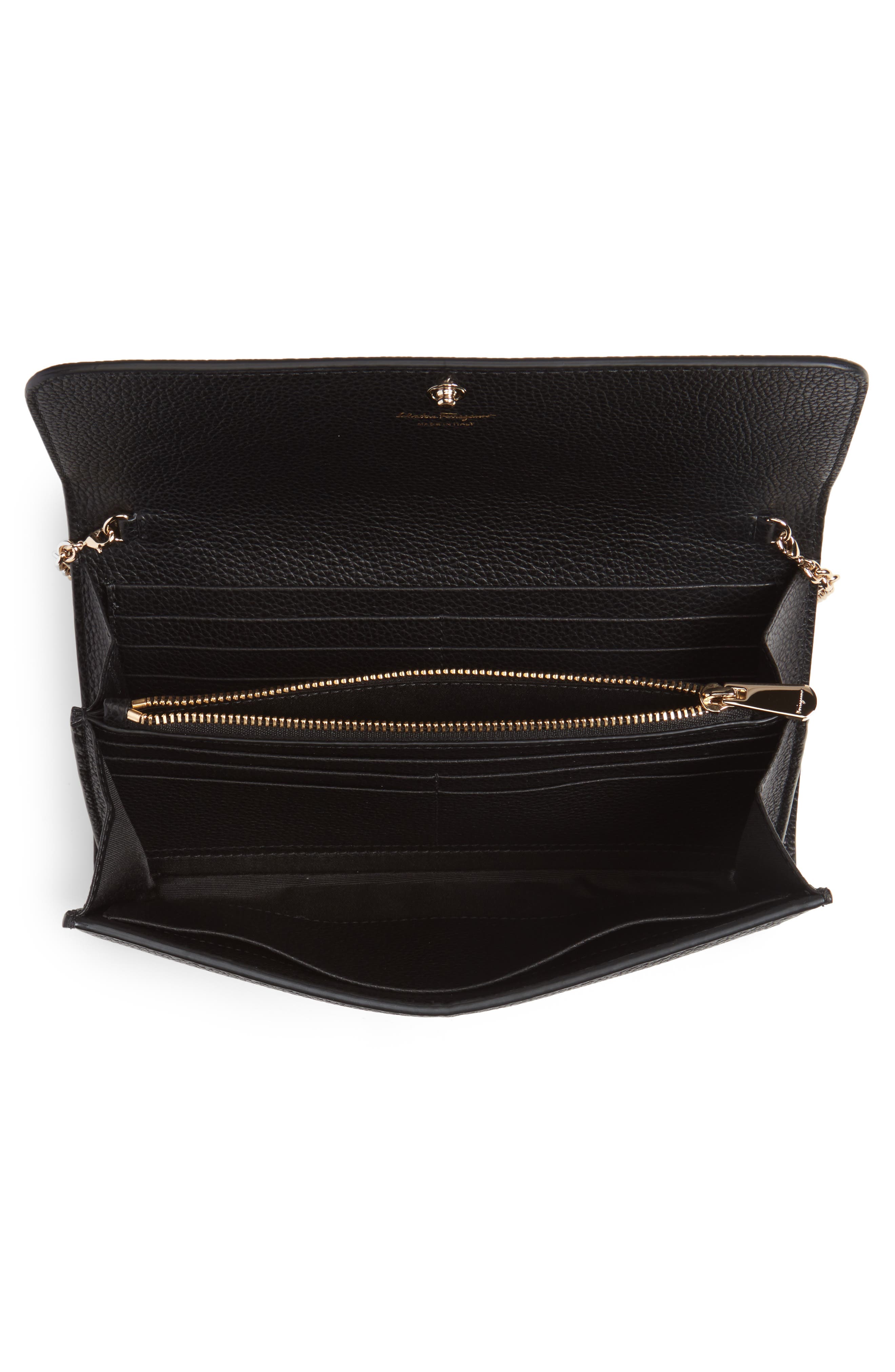 FERRAGAMO City Grainy Leather Wallet on a Chain, Alternate, color, 