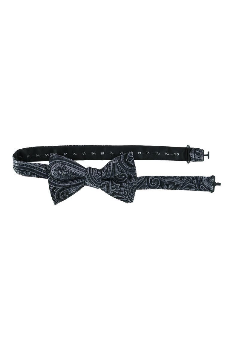 Sutton Pre-Tied Silk Bow Tie, Alternate, color, BLACK PAISLEY