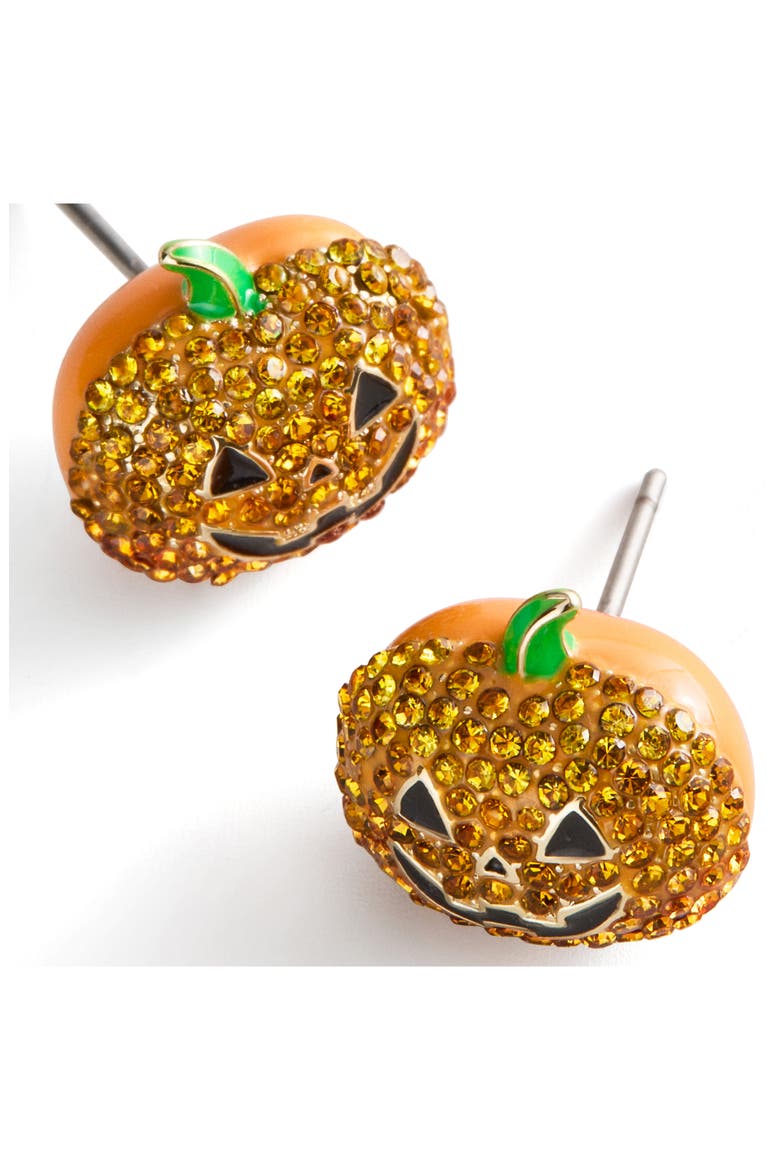 Gourd Lucky Charm Pumpkin Stud Earrings, Alternate, color, ORANGE