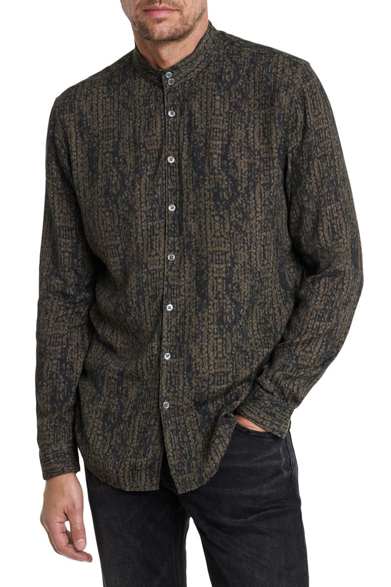 Double Band Collar Button-Up Shirt, Main, color, LIGHT BROWN