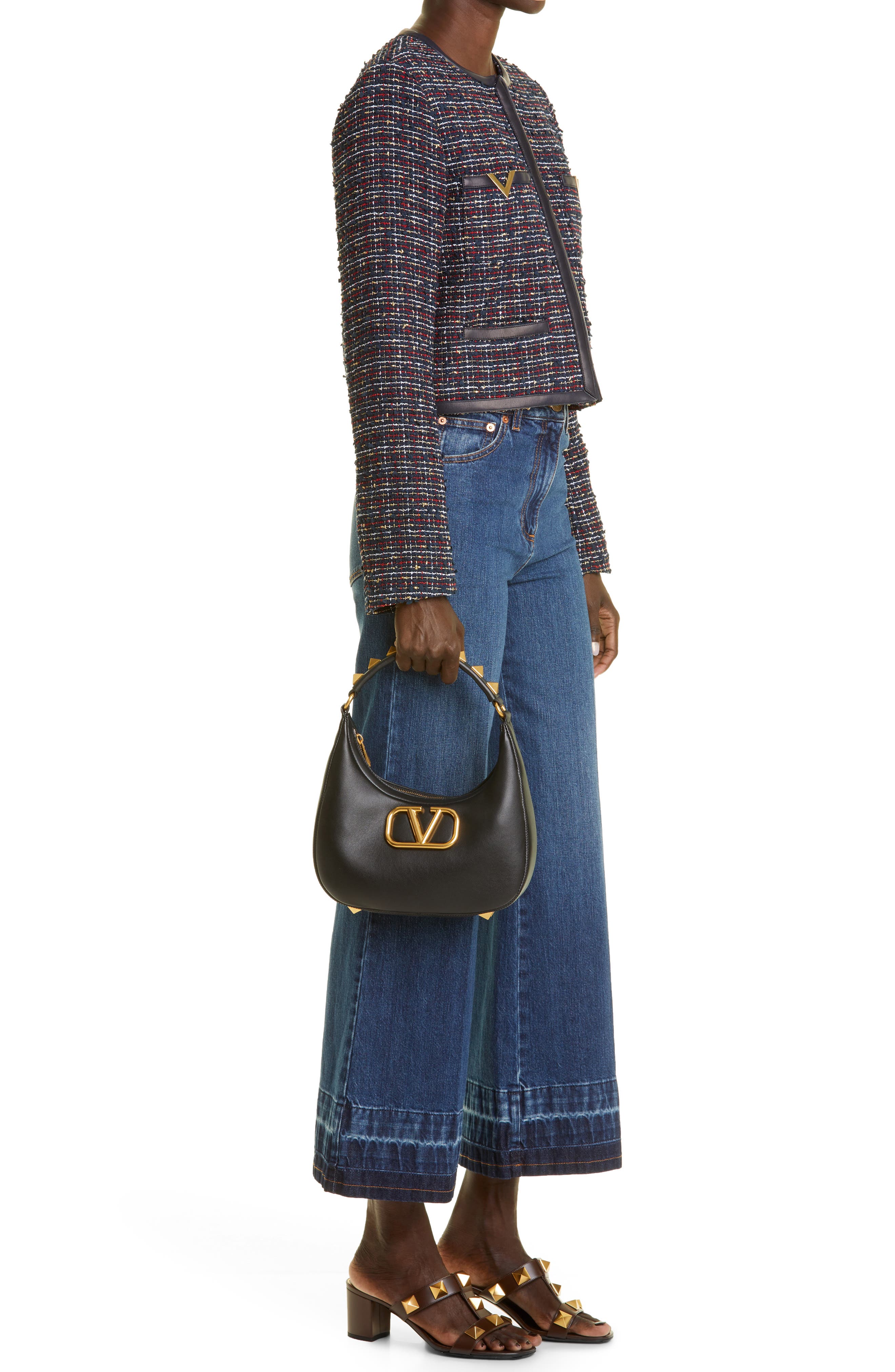 Valentino Garavani Small Stud Sign VLOGO Leather Hobo Bag, Alternate, color, 