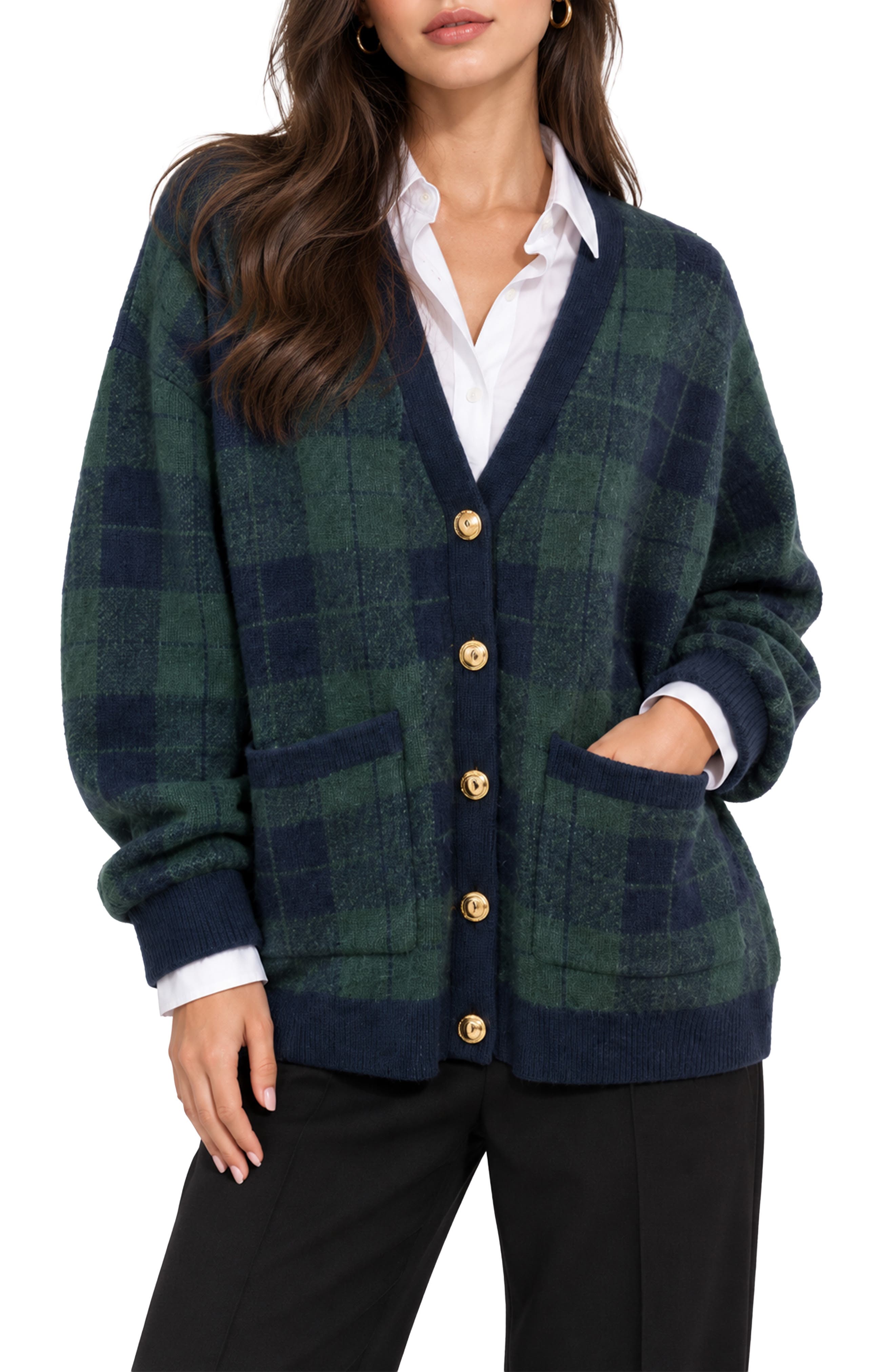 Checkmate Plaid Oversized Cardigan