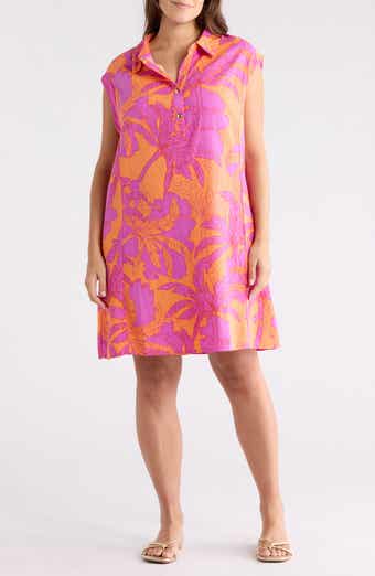 London Times Linen Blend A-Line Shirtdress