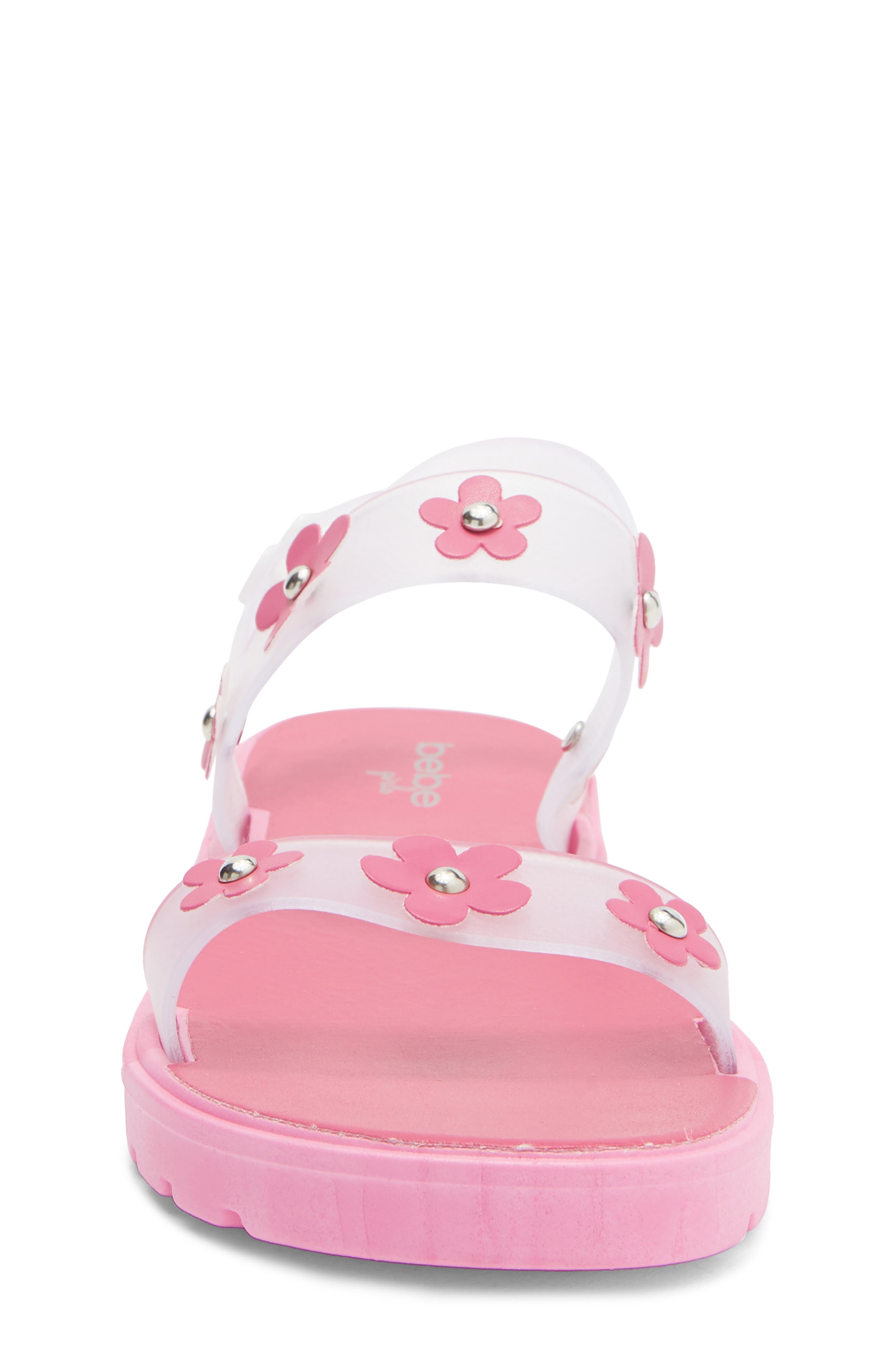 bebe Kids' Flower Rivet Double Strap Sandal, Alternate, color, Fuschia