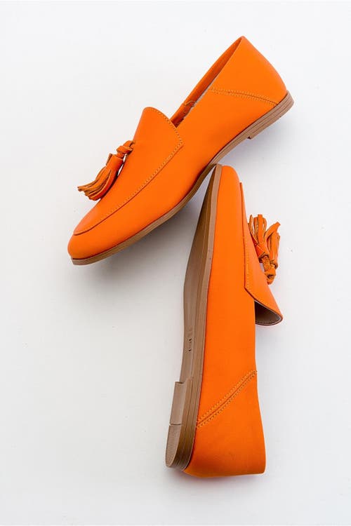 Forever & Always Shoes Mona Soft Leather Tassel Loafer In Orange Leather