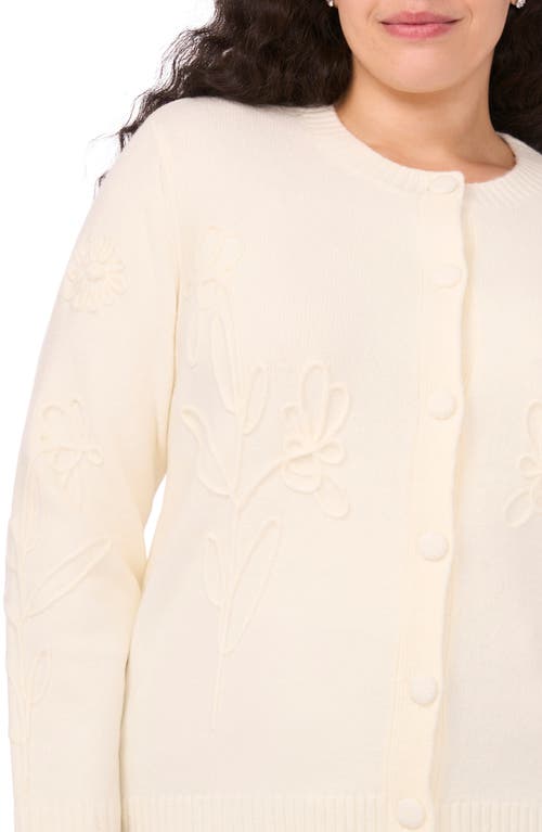 Cece Flower Embellished Cardigan In Yellow
