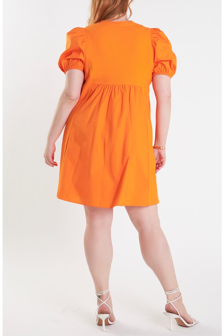 Mixed Media Babydoll Minidress, Alternate, color, ORANGE