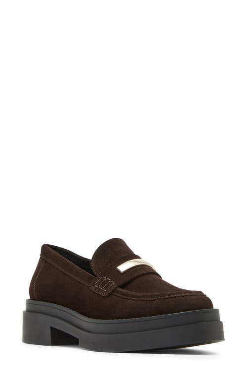 Steve Madden Rodrigo Platform Bit Loafer In Brown Suede